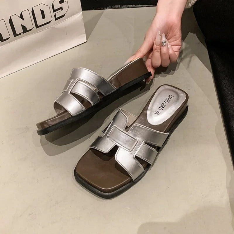 Fashionable French Style Square Toe Sandals