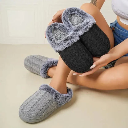 Comfort Knitted Fluff Round Toe Slippers