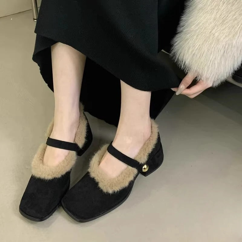 Women's Furry Mary Jane Pumps