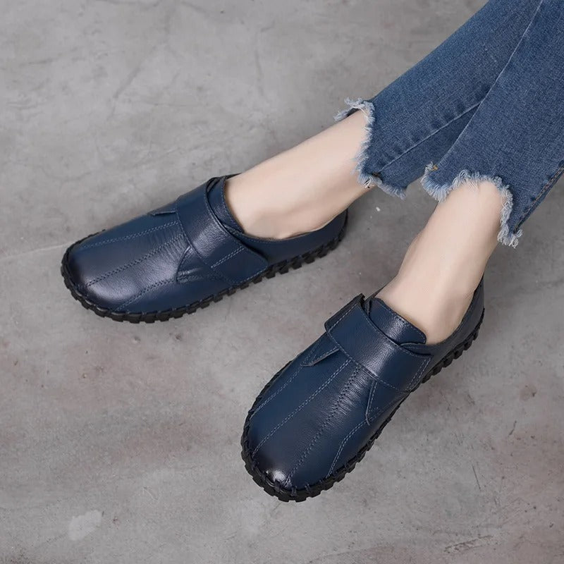 Genuine Leather Round Toe Ladies Loafers