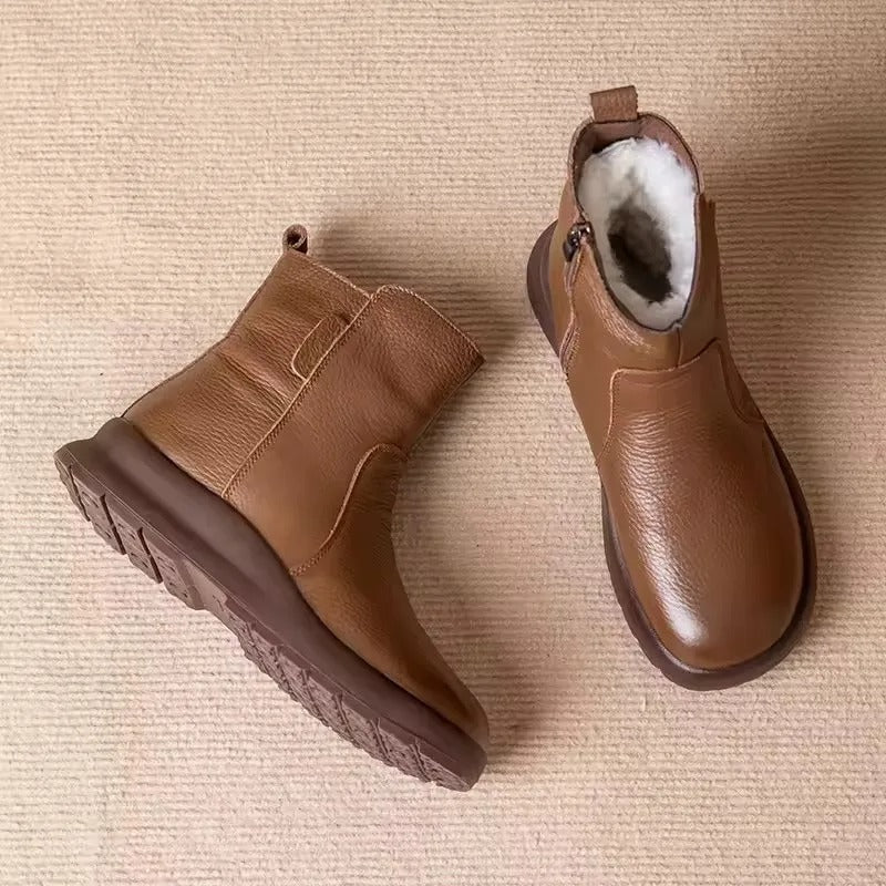 Women's Genuine Leather Ankle Boots with Cushioned Sole