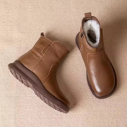 Women's Genuine Leather Ankle Boots with Cushioned Sole