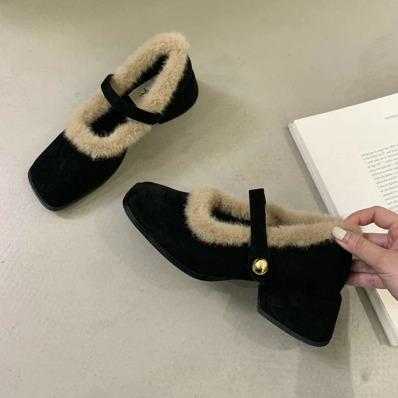 Women's Furry Mary Jane Pumps