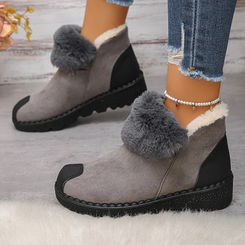 Warm Plush-Lined Suede Ankle Boots