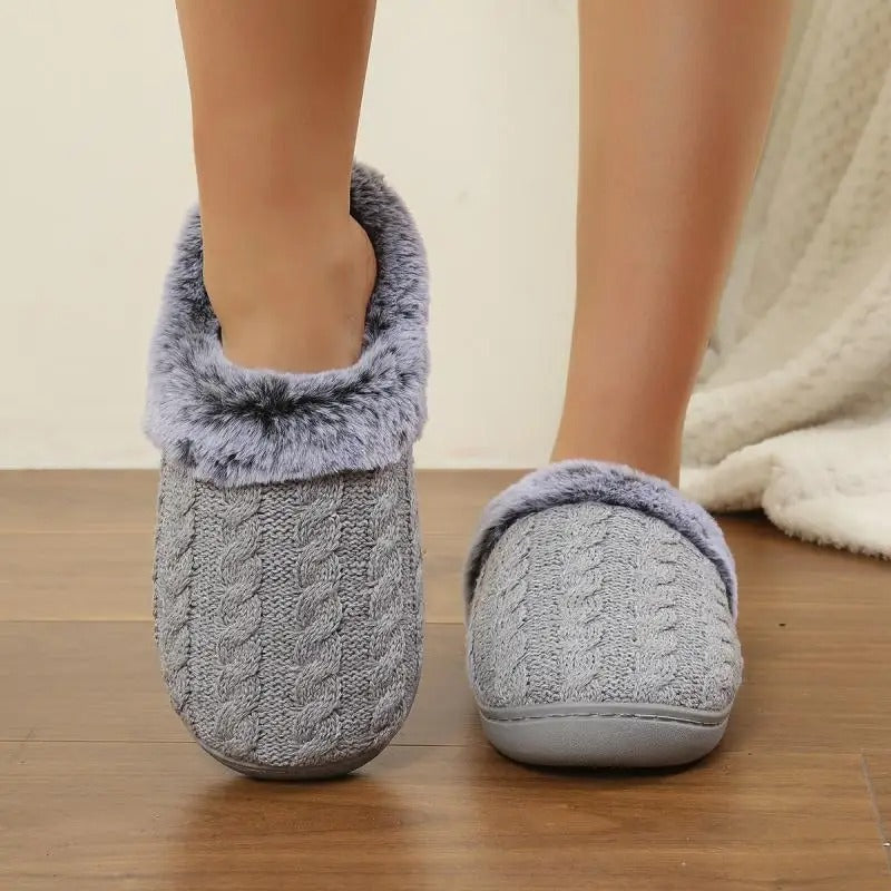 Comfort Knitted Fluff Round Toe Slippers