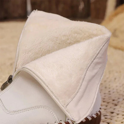 Front-Zipper Mid-Calf Boots with Handstitched Look