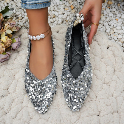 Women's Sequin Pointed Toe Flat Shoes