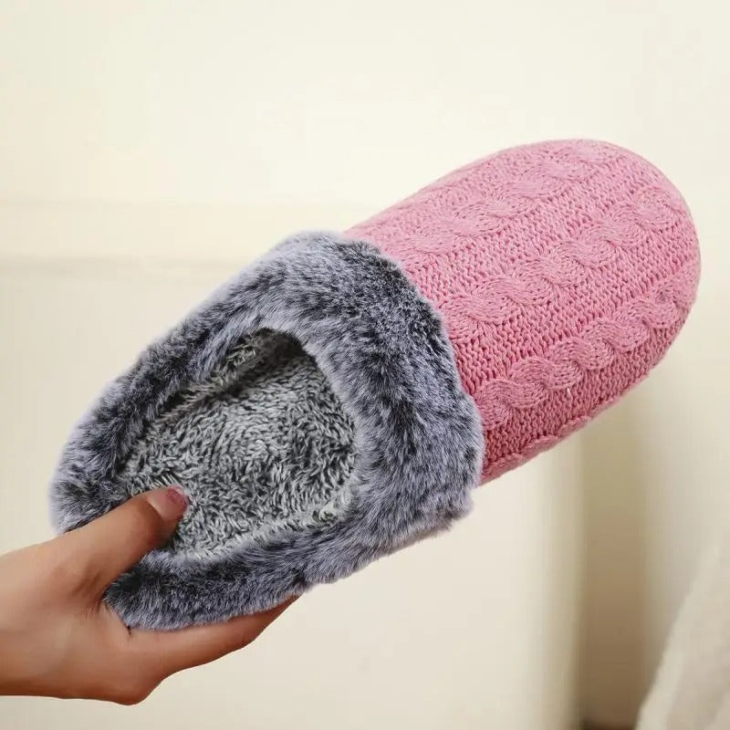 Comfort Knitted Fluff Round Toe Slippers