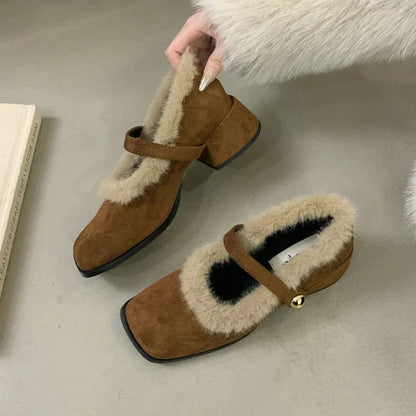 Women's Furry Mary Jane Pumps