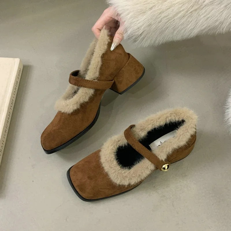 Women's Furry Mary Jane Pumps