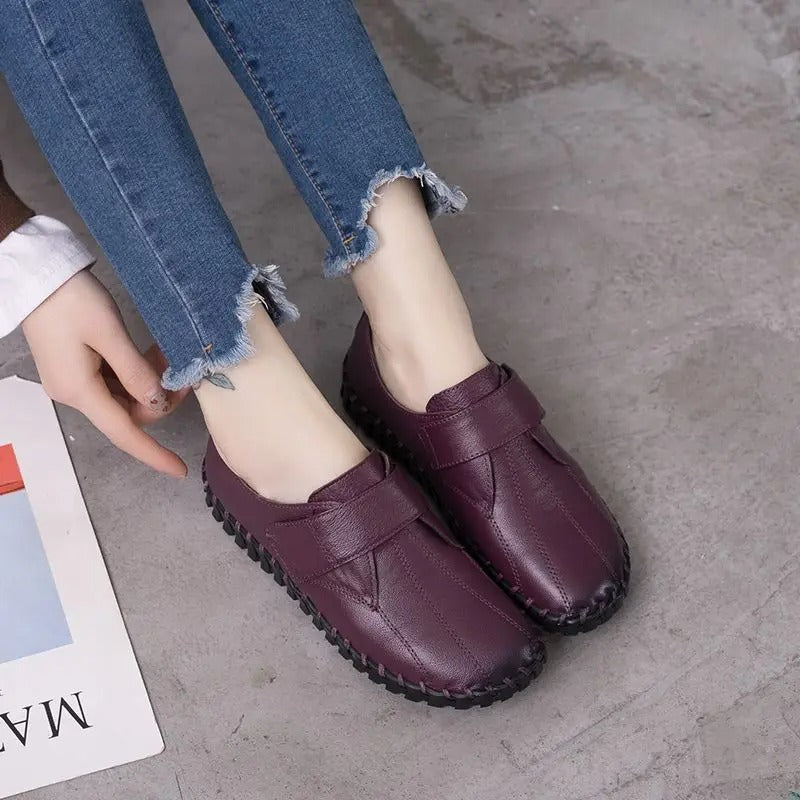 Genuine Leather Round Toe Ladies Loafers