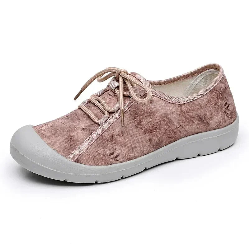 Women's Wide Toe Box Floral Fabric Walking Shoes