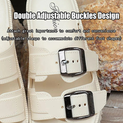 Women's Platform Slide Sandals with Double Buckle