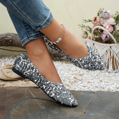 Women's Sequin Pointed Toe Flat Shoes