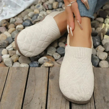 Women's Wide Toe Box Knit Flats Slip-On