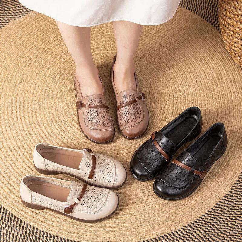 Women's Wide Toe Box Mary-Jane Perforated Loafers