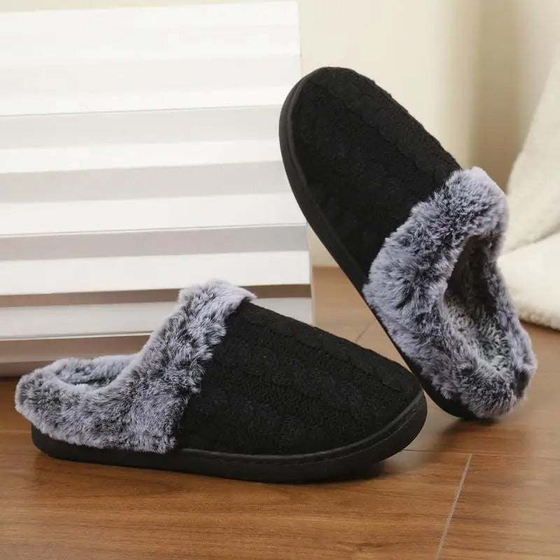 Comfort Knitted Fluff Round Toe Slippers