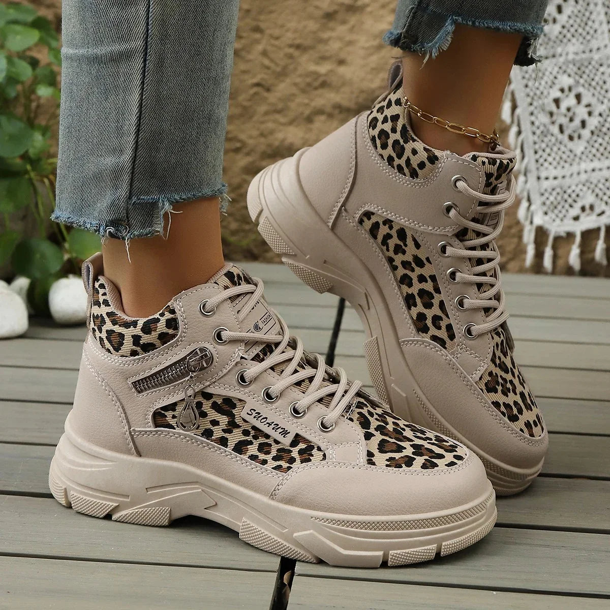 Women's High-Top Chunky Sole Sneakers Fashion