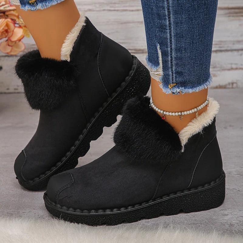 Warm Plush-Lined Suede Ankle Boots
