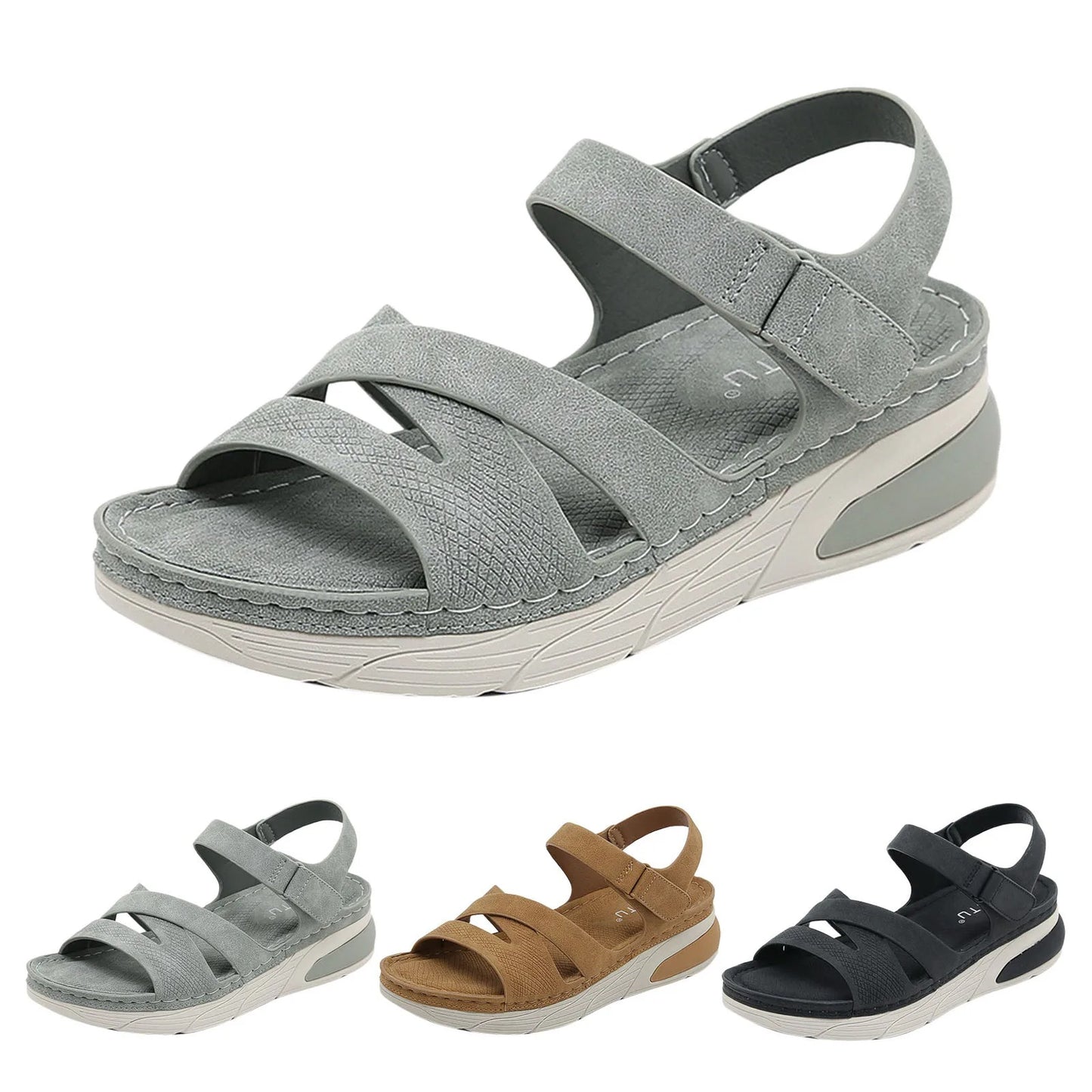 Women's Wedge Sandals with Velcro Strap