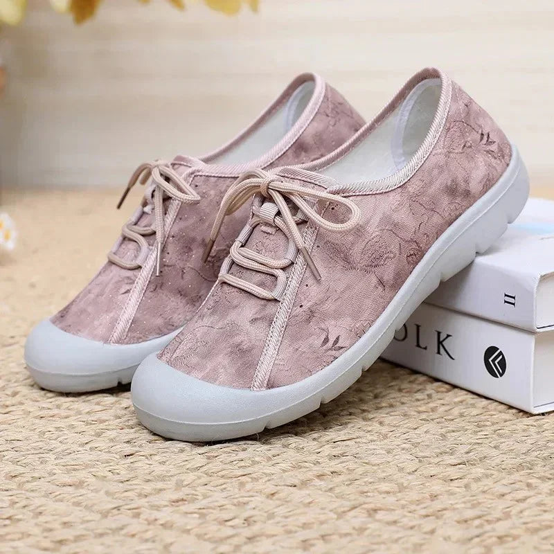 Women's Wide Toe Box Floral Fabric Walking Shoes