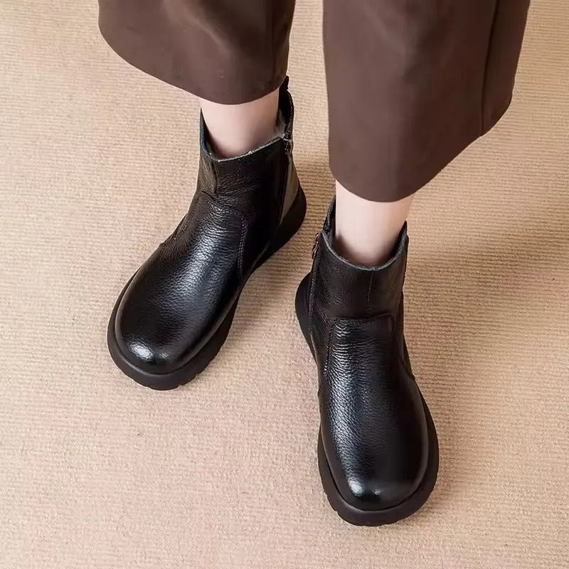 Women's Genuine Leather Ankle Boots with Cushioned Sole