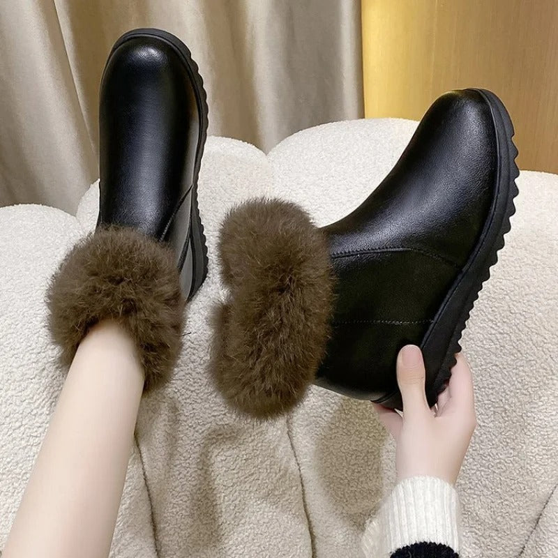 Everyday Cozy Fur-Cuff Ankle Boots for Women