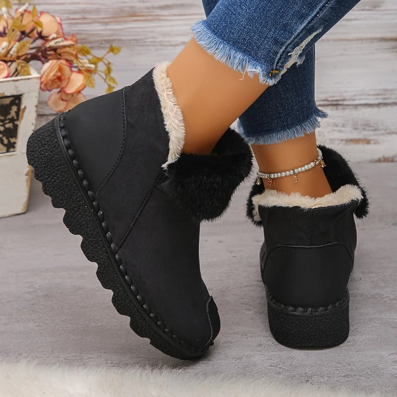Warm Plush-Lined Suede Ankle Boots