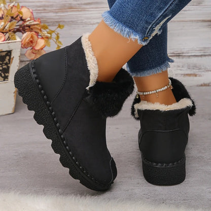Warm Plush-Lined Suede Ankle Boots