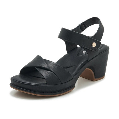 Women's Chunky Heel Sandals with Velcro Strap