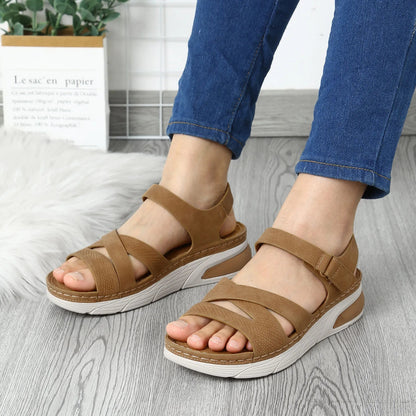 Women's Wedge Sandals with Velcro Strap
