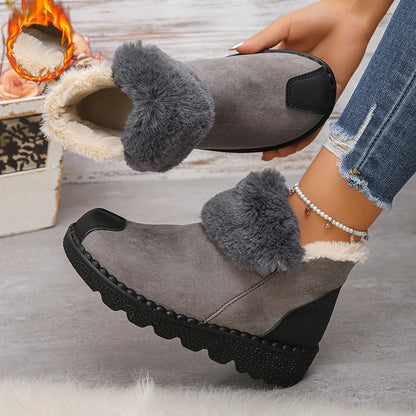 Warm Plush-Lined Suede Ankle Boots