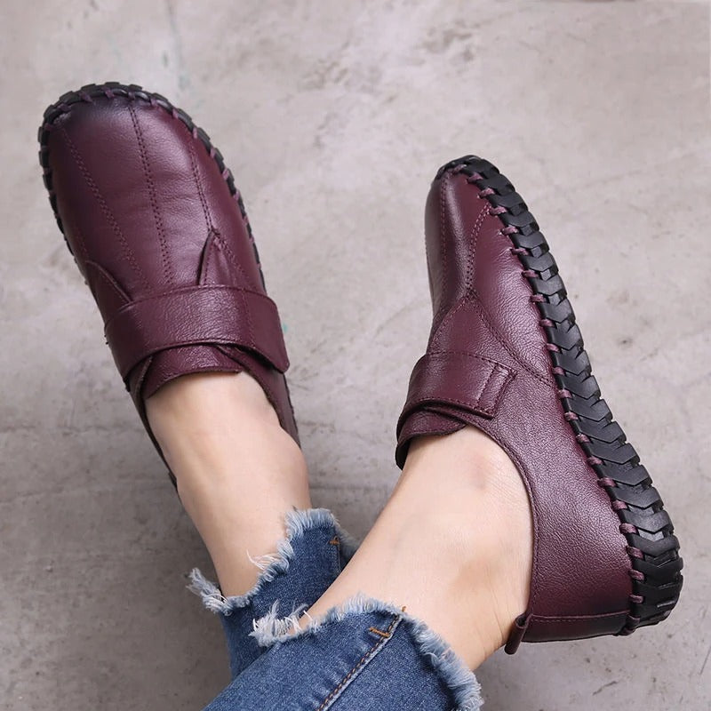 Genuine Leather Round Toe Ladies Loafers
