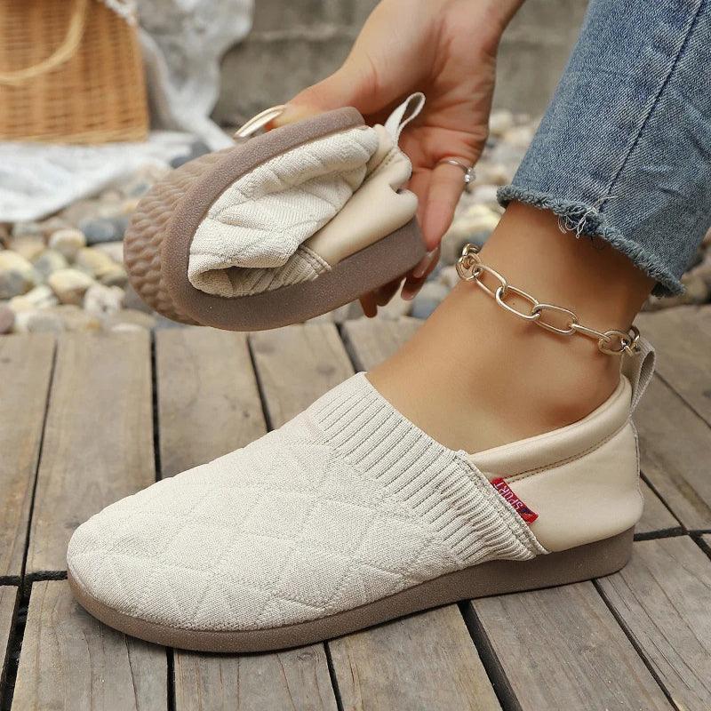 Women's Wide Toe Box Knit Flats Slip-On