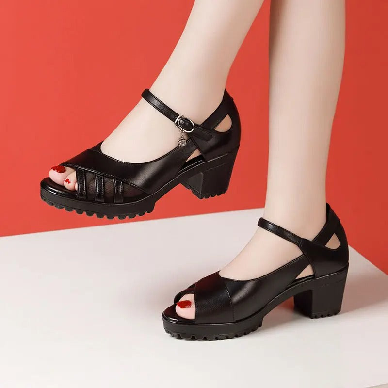 Women’s Platform Heel Sandals with Ankle Buckle