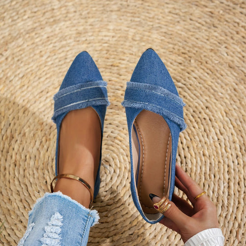 Women's Denim Pointed Toe Flats