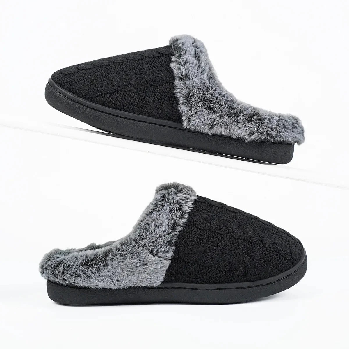 Comfort Knitted Fluff Round Toe Slippers