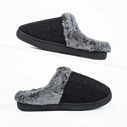 Comfort Knitted Fluff Round Toe Slippers