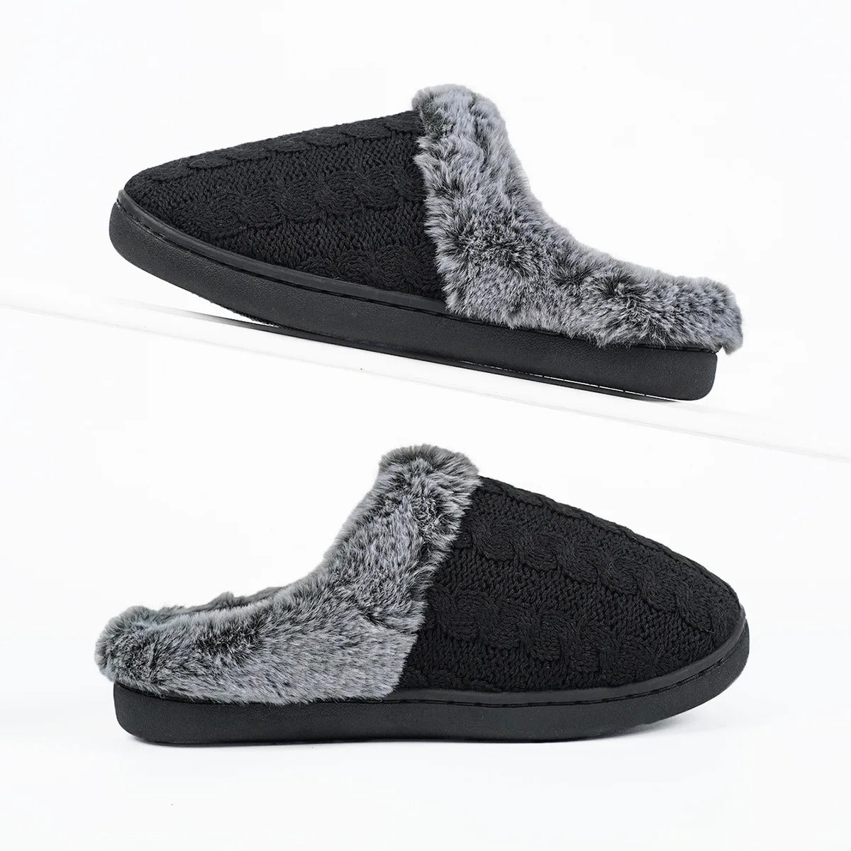Comfort Knitted Fluff Round Toe Slippers