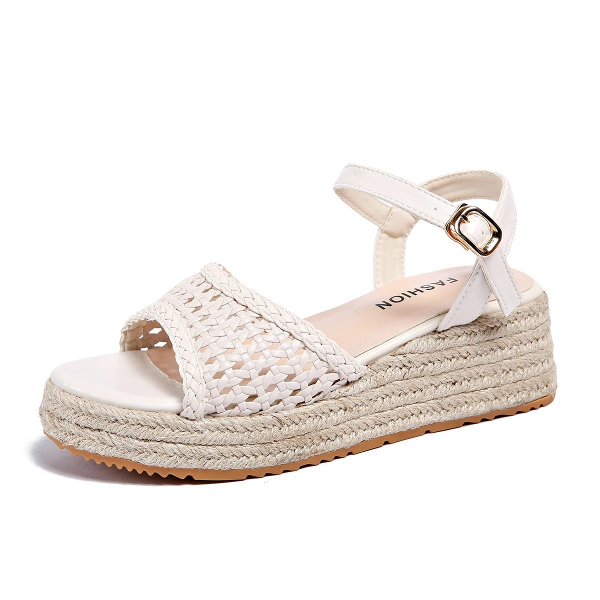 Women's Hollow Wedge Platform Sandals with Jute Outsole