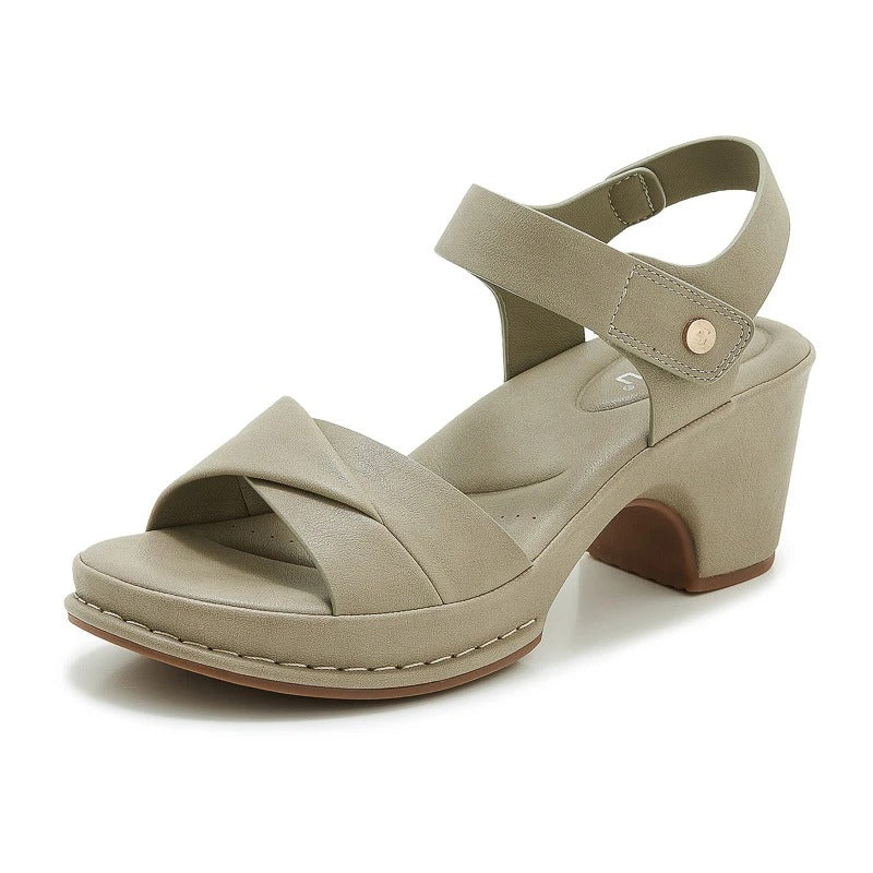 Women's Chunky Heel Sandals with Velcro Strap
