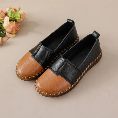 Two-Tone Cowhide Leather Slip-On Loafers