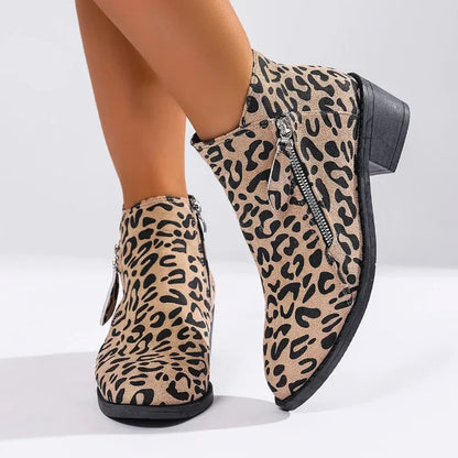 Women’s Leopard Print Suede Ankle Boots