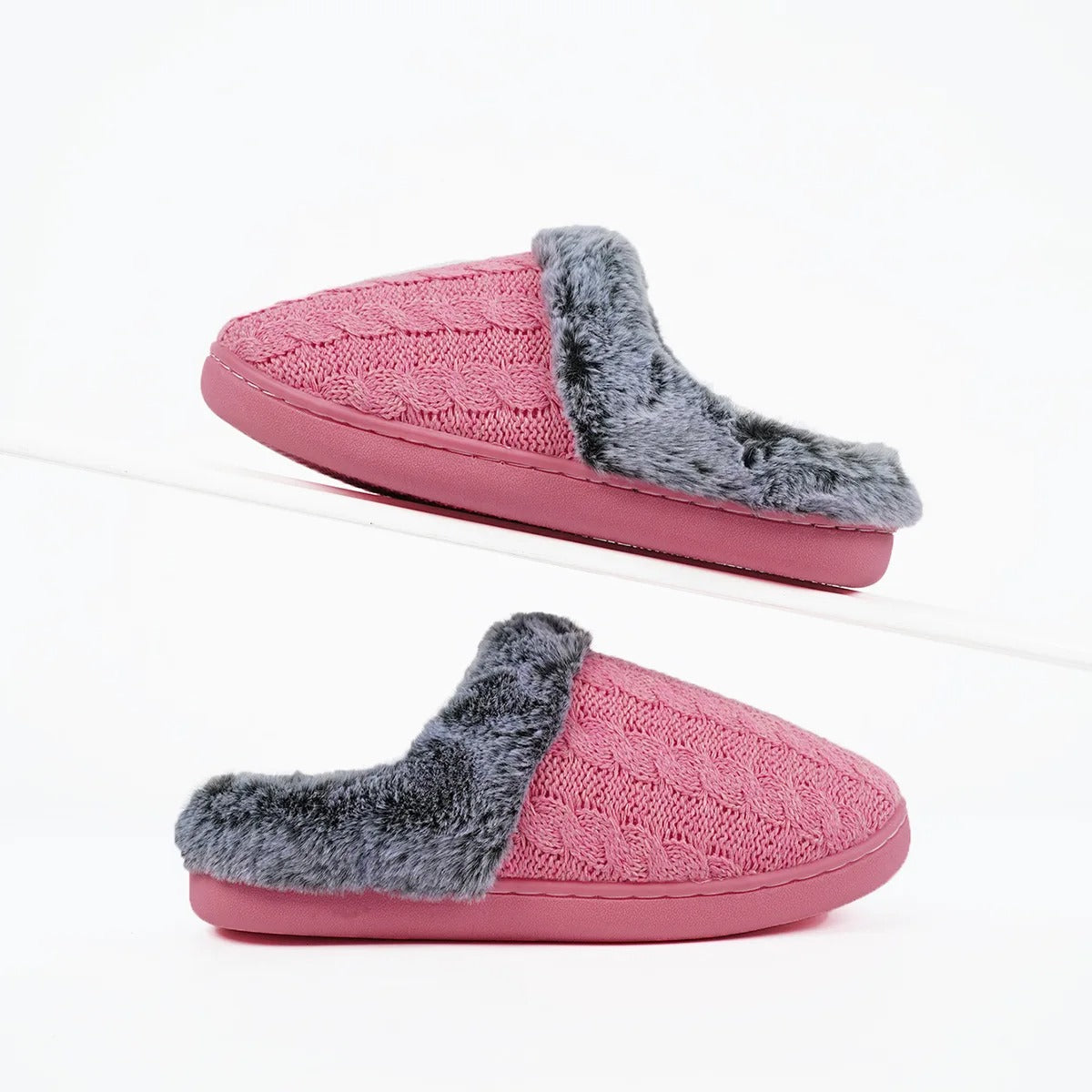 Comfort Knitted Fluff Round Toe Slippers