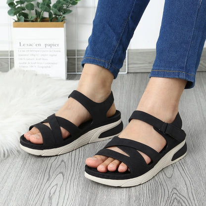 Women's Wedge Sandals with Velcro Strap