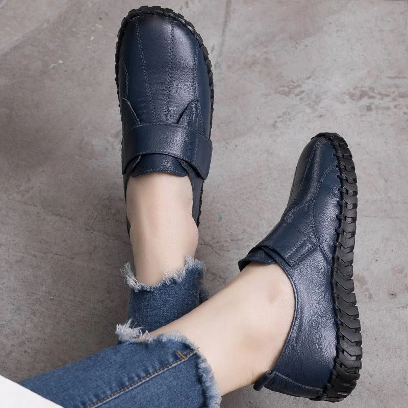 Genuine Leather Round Toe Ladies Loafers