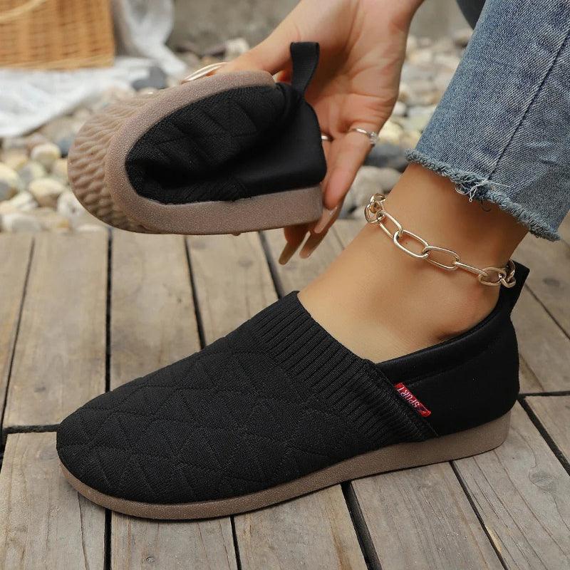 Women's Wide Toe Box Knit Flats Slip-On