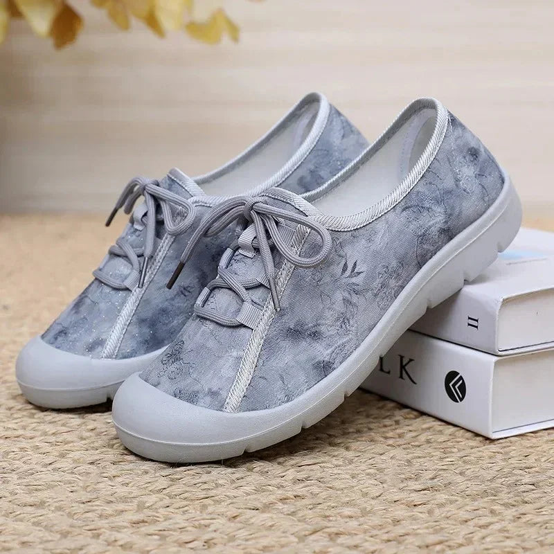 Women's Wide Toe Box Floral Fabric Walking Shoes