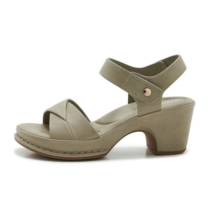 Women's Chunky Heel Sandals with Velcro Strap