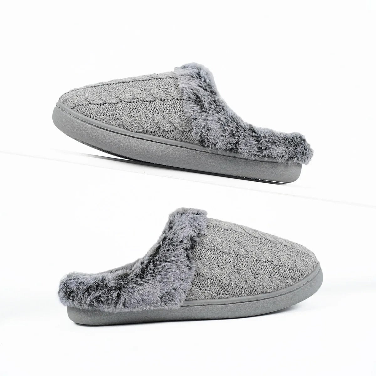Comfort Knitted Fluff Round Toe Slippers